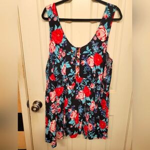 Gently Used Torrid Black Floral Sleeveless Top